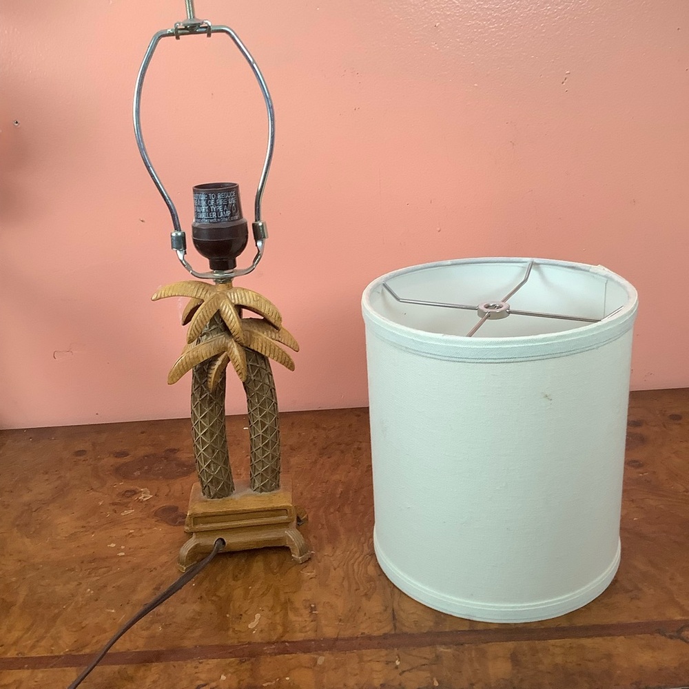 Palm Tree Table Lamp with Cream Shade - Tropical Home Accent 16” - Picture 4 of 16